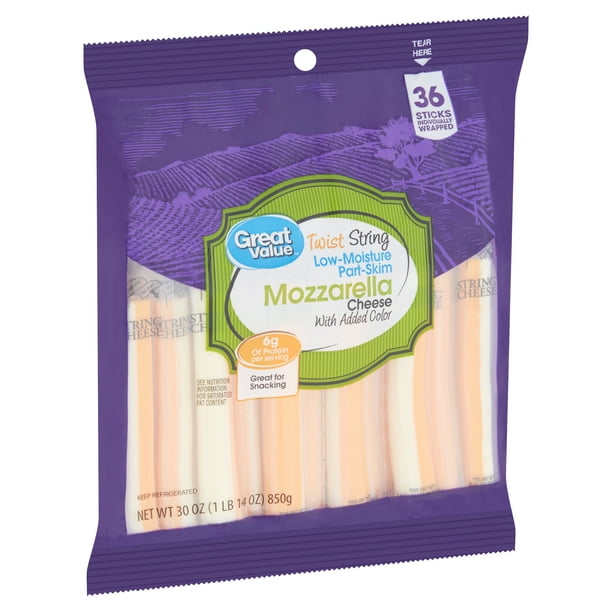 Great Value Twist String LowMoisture PartSkim Mozzarella Cheese, 36