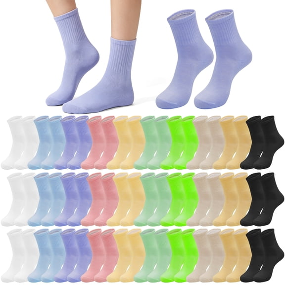 Sophproton 30 Pairs Womens Crew Socks Colorful Lightweight Athletic Casual Long Dress Socks for Women Teens