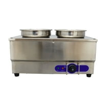 2-Pan Food Soup Warmer Stainless Steel Food Container Pots Canteen Buffet Steam Heater Bain-Marie Food Steamer 110V with Water-tap