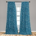 thumbnail image 5 of Ambesonne Nature Curtains, Waves and Ships Cartoon, Pair of 28"x95", Petrol Blue Jade Green, 5 of 5