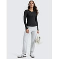 thumbnail image 3 of CRZ YOGA Ribbed Modal Long Sleeve Henley Shirt for Women Soft Stretchy Fitted Top, 3 of 7