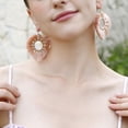 thumbnail image 4 of Pendientes colgantes con forma de corazón de estilo bohemio Yuyangstore con borla Rosa, 4 of 4