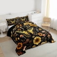 thumbnail image 3 of Feelyou 3D Butterfly Animal Queen Comforter Set, Rustic Groovy Floral Bedding Sets, Farmhouse Botanical Plant Reversible Bedding Comforter Set, Lightweight Room Decor, 3-Piece, 3 of 8