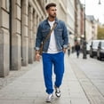 thumbnail image 7 of Men's Jogger Sweatpants Drawstring Elastic Waist Tapered Leg Solid Color Casual Athletic Lounge Pants with Pockets, 7 of 7