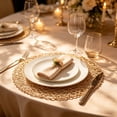 thumbnail image 4 of Doghiosgha Woven Round Placemat Hollow Table Mat Heat Resistant Placemat for Wedding Party Dinner Table Decor, 15 Inch, Beige, 4 of 6