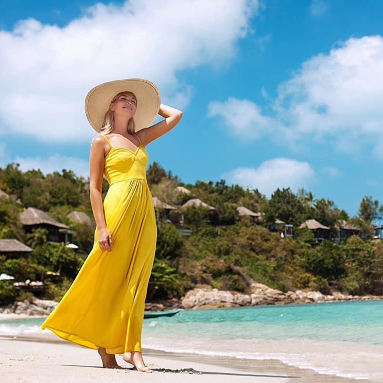 Women Wide Brim Sun Hat UPF50 Straw Summer Hat Floppy Beach  display picture 1