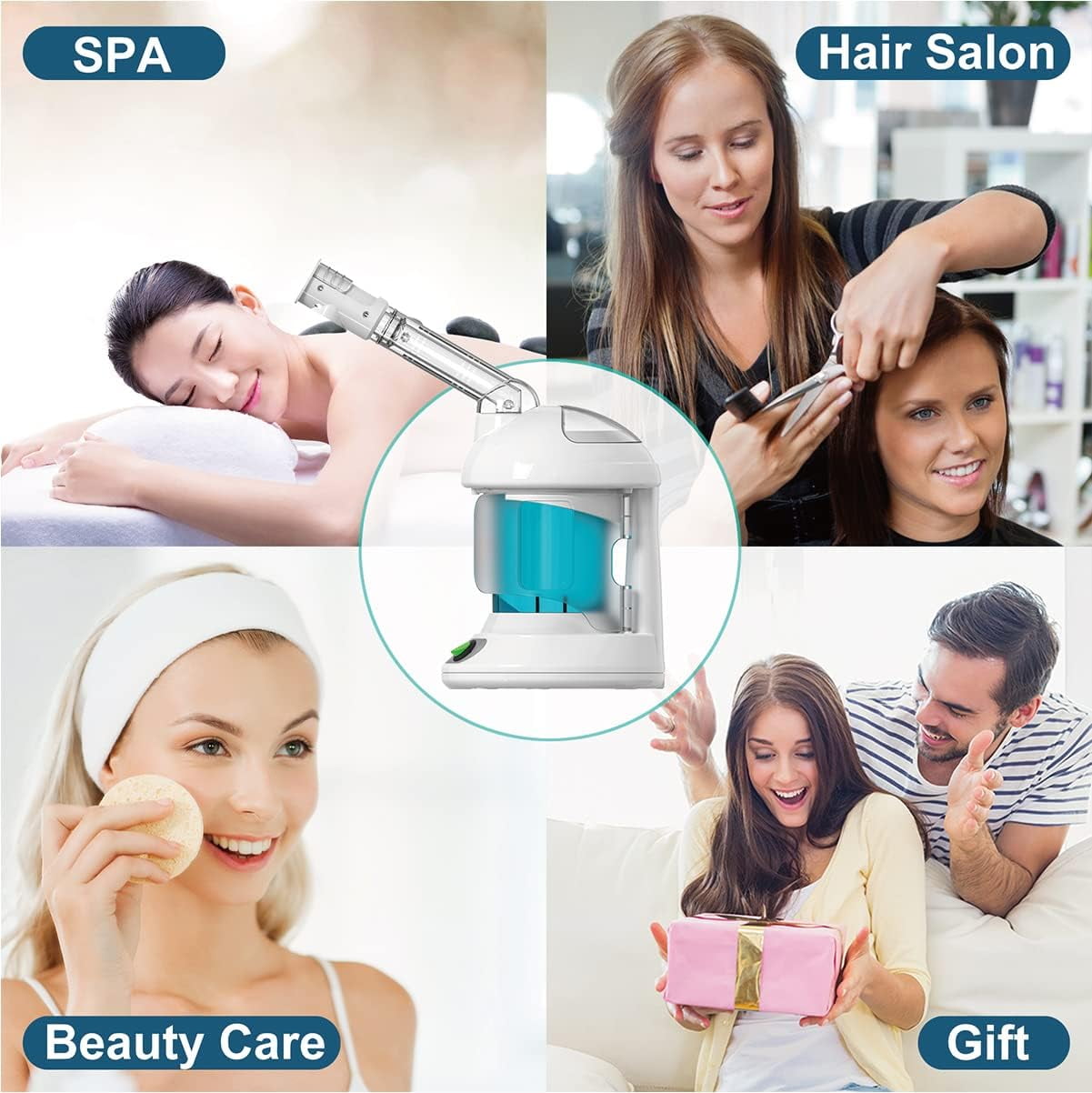 Hinzonek Ionic Facial Steamer, Face Humidifier, Ozone Steamer with 360° Rotatable Arm,Pores Steam Skin Clean Sauna Beauty,Nose&Face Mist Thermal Steamer for Home Facial Sauna Spa