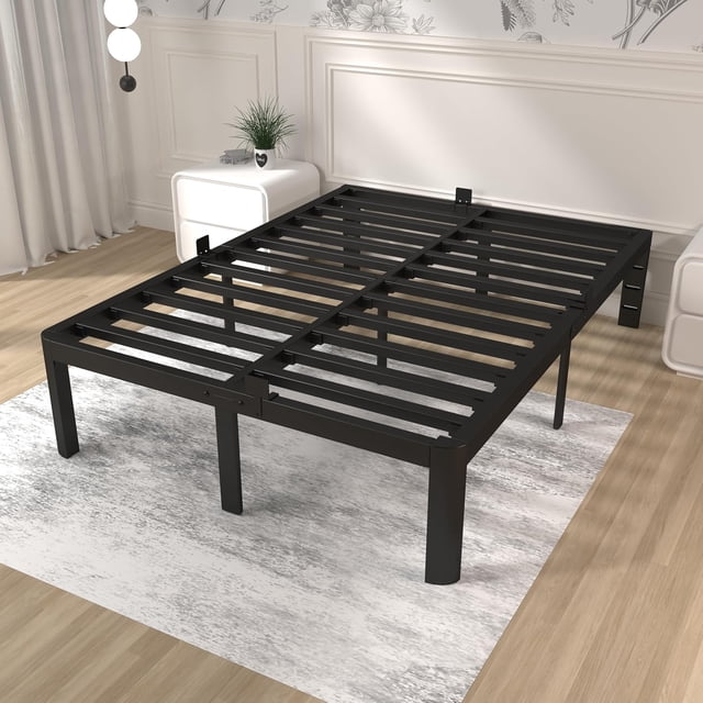14 Inch Queen Bed Frame, Heavy Duty Steel Support 3500 LBS, Metal Platform Bed Frame Queen Size with Large Storage Space, No Box Spring Needed, Noiseless, Easy Assembly