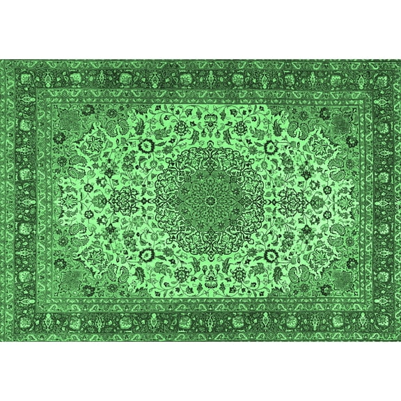 Ahgly Company Indoor Rectangle Persian Emerald Green Traditional Area Rugs, 5' x 7'