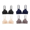 thumbnail image 1 of Sujetador push up sin costuras, ajustable, suave, transpirable, de color puro, para mujeres estudiantes, 4 piezas, color mezclado 36AB, 1 of 15
