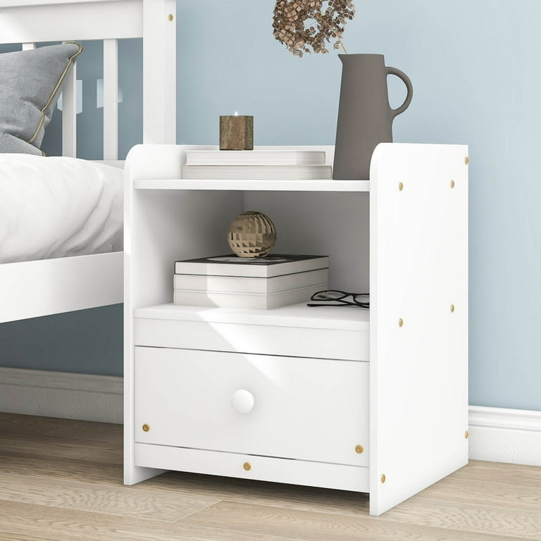 One drawer 2024 bedside table white