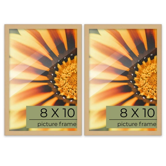 Pack of 2 Natural 8x10 Picture Frames | Solid Wood | UV-Resistant Acrylic | Easy Gallery Wall Setup