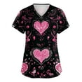 thumbnail image 2 of Lumtrix Valentine's Day Women's Short Sleeve Scrub Tops V Neck Nursing Uniform with Pockets Plus Size Heart Print Work Shirts Pink M, 2 of 5