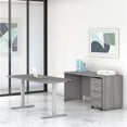 thumbnail image 2 of Scranton & Co Wood 60W Adjustable Desk with Credenza & Storage in Gray, 2 of 7