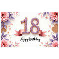 thumbnail image 3 of Decorative Design Happy Birthday Banner Floral Theme Pink Ribbon Celebration for Indoor Decoration Birthday Party Teen Celebration, 3 of 8