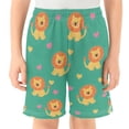 thumbnail image 2 of Lion Green Background Pattern Athletic Shorts Breathable with Comfort Fit Drawstring Casual Sweatshorts Small, 2 of 9