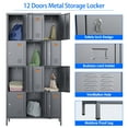 thumbnail image 4 of GangMei 12 Doors Metal Storage Locker Cabinet for Employees, Storage Lockers for School Office Gym Bedroom, Industrial Steel Storage Locker with 12 Hooks, Assembly Required(Dark Gray), 4 of 8
