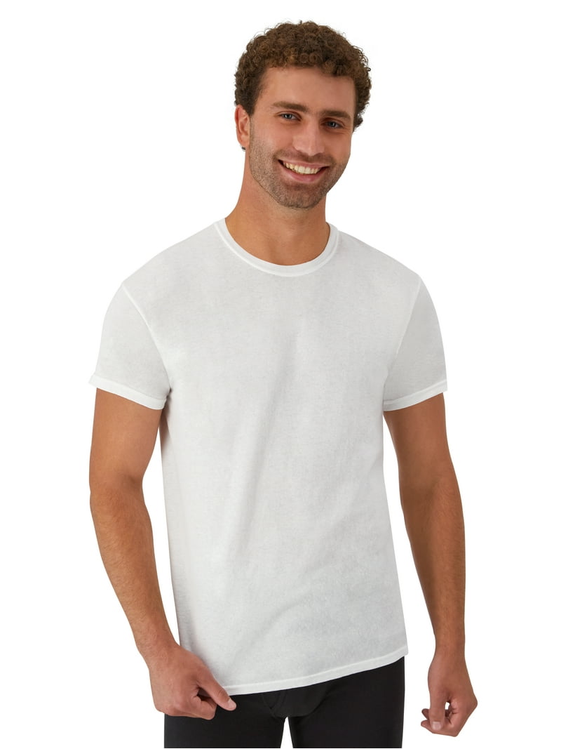 Hanes Men's White Crew T-Shirt Undershirts 6 Pack Breathable