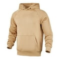thumbnail image 4 of ZHOUCHANKIDS Mens Autumn and Winter Letter Oversize Loose Hooded Pullover Sweater Top Blouse Coat Khaki 3X-Large, 4 of 9