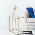 thumbnail image 4 of Wisfor C Shaped Solid Real Marble End Table, Gold Metal Coffee Sofa, Bedside Table, 4 of 10