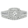 thumbnail image 3 of Dazzlingrock Collection 1.00 Carat (ctw) 10K Round Diamond Split Shank Halo Engagement Ring Set 1 CT, White Gold, Size 9.5, 3 of 4