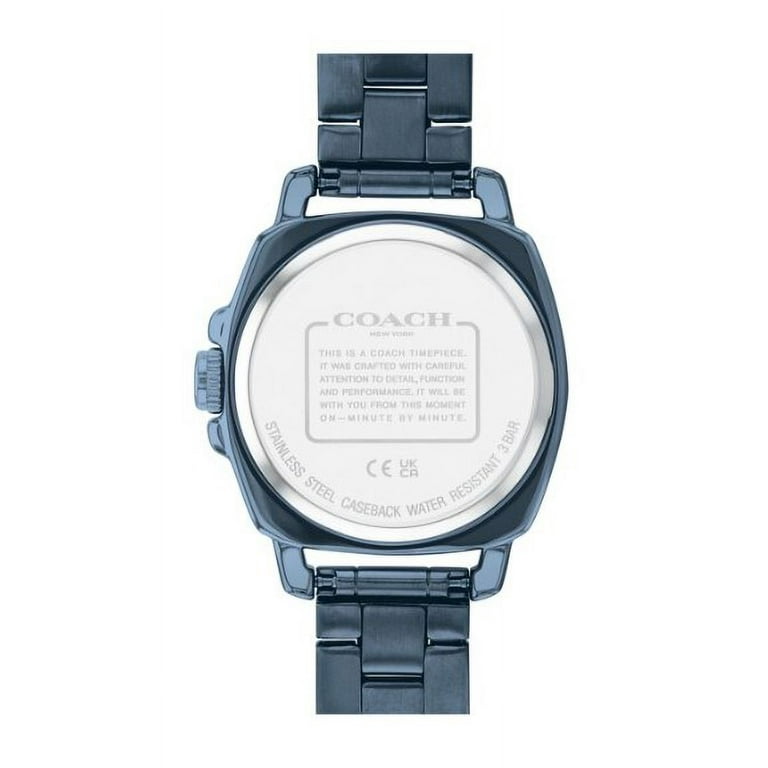 Coach Women's Boyfriend Blue Gold Glitz Dial Stainless Steel