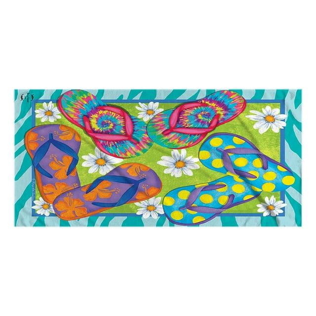 Fesfesfes Serviette de Plage Style Pantoufle Microfibre Double Texture Finition Velours Séchage Rapide Anti-Sable Équipement de Natation Polyvalent Compagnon de Voyage