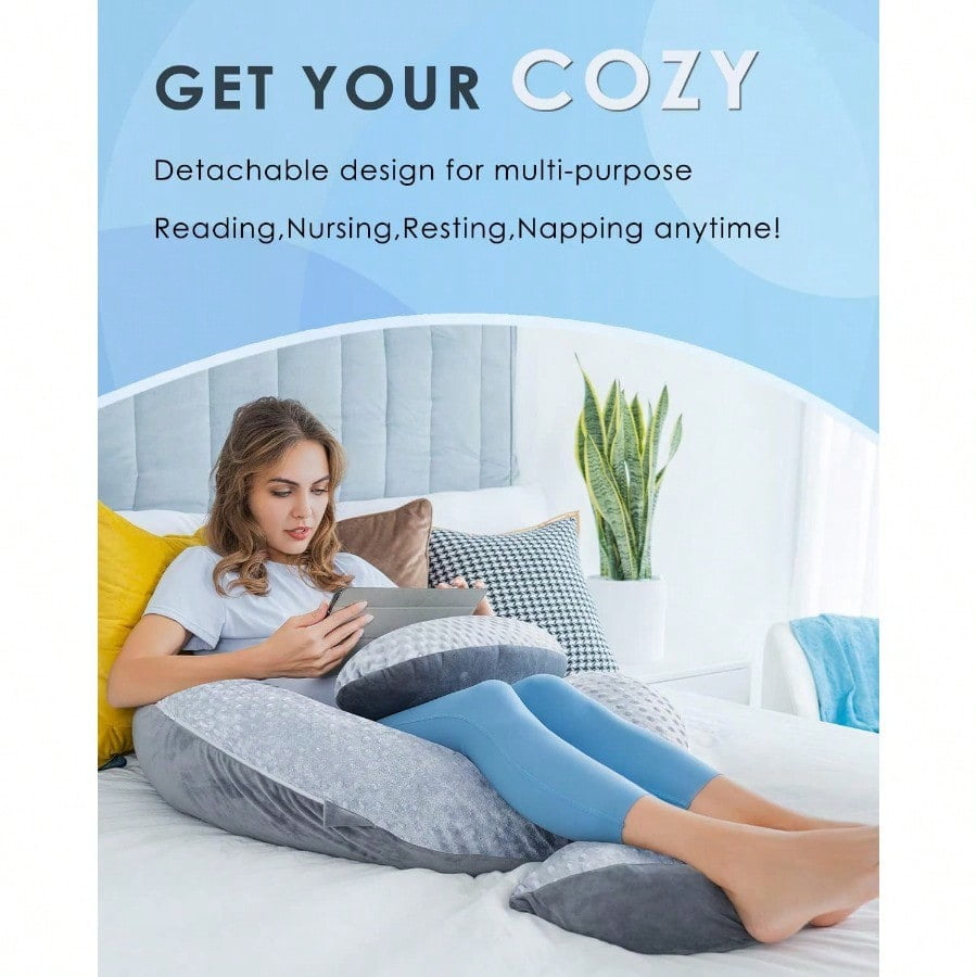 Pregnancy Pillows E Shaped Full Body Pillow For Sleeping With Pregnancy Wedge Pillow For Belly Support 60 Inch Maternity Pillow For Side Sleeper Grey Velvet