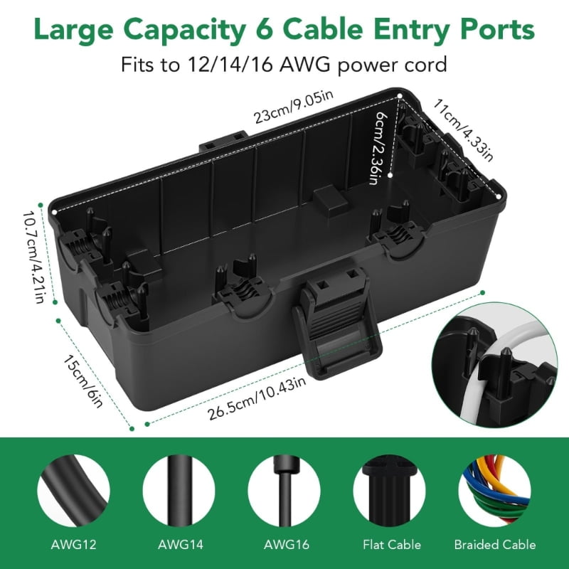Durability Outdoor Power Enclosure Junction Box with 6 Cable Port IP68 Protection for Harsh Weather Installations