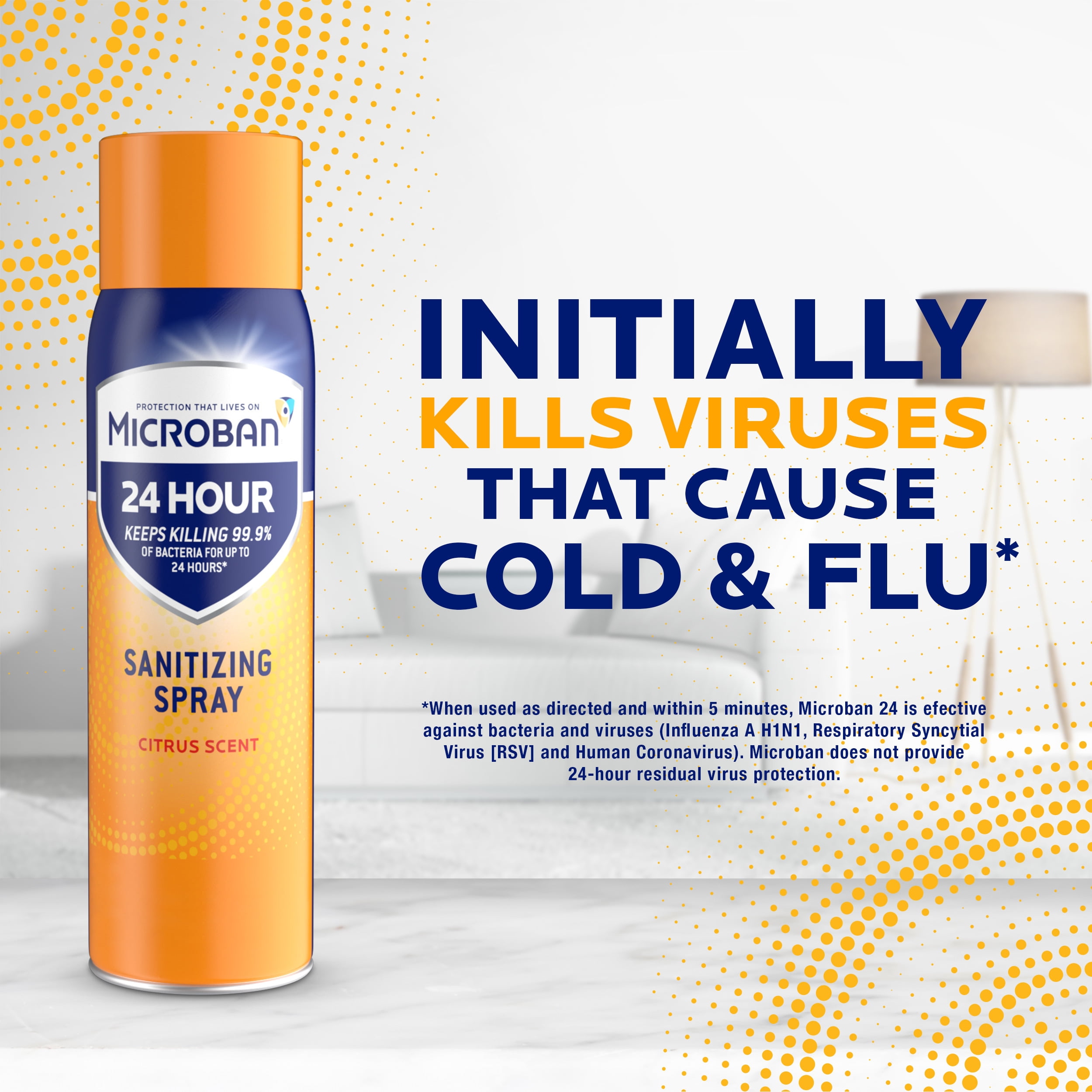 Buy Microban 24 Hour Disinfectant Sanitizing Spray, Citrus Scent, 15 fl