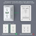 thumbnail image 2 of Multi Plug Wall Outlet adapter - 6 AC sockets and 3 USB ports (1 USB C), 3-side Surge Protector Outlets, White, 2 of 7