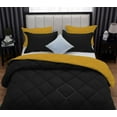 thumbnail image 6 of D.N.G. BEDDINGS 5 Piece Luxury Reversible Diamond Pattern Comforter Set Premium Super Soft, All Season 800 TC, 100% Egyptian Cotton Full/Queen Size Gold/Black Solid Color, 6 of 7