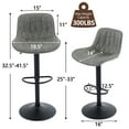 thumbnail image 3 of FIRAVOE Swivel Bar Stools Set of 2 (Adjustable Height 25"-33") Counter Height Bar Stools with Back, Modern Faux Leather Barstools for Kitchen Island, Gray, 3 of 9