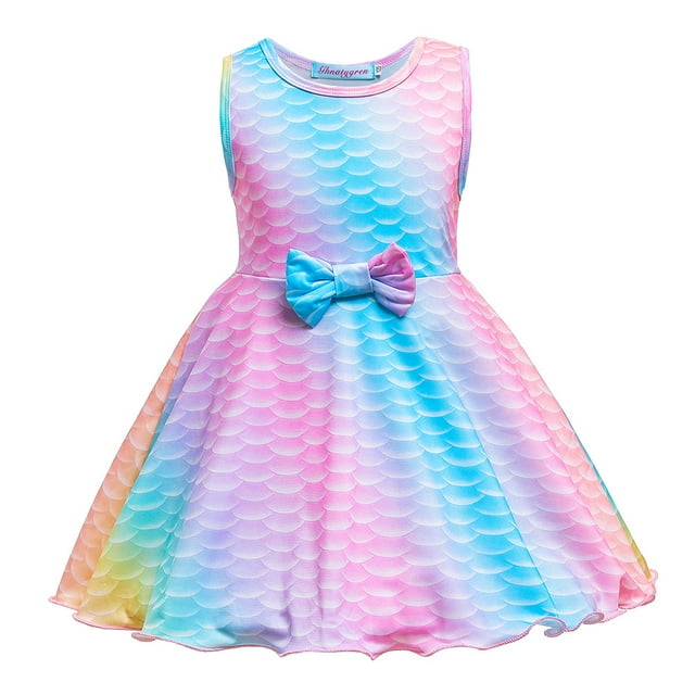 HAWEE Déguisement de Princesse Robe Courte Mermaid Princesse Tenue de Fête d'Anniversaire Cosplay pour Filles
