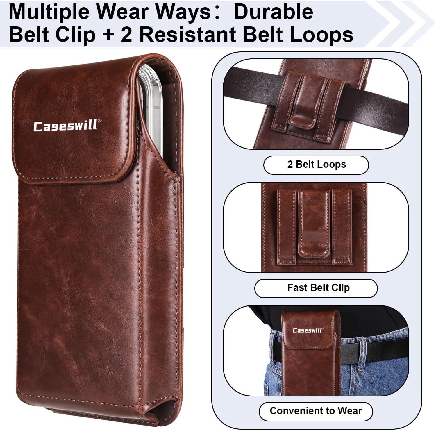 Caseswill for Consumer Cellular Iris Connect 2 Case Premium Leather Phone Pouch with Belt Clip Holster and Magnetic Closure
