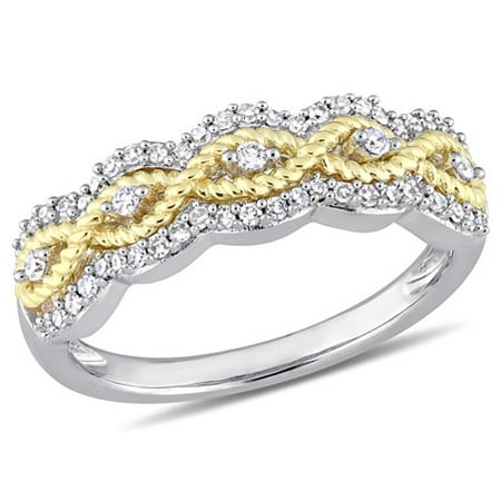 Miabella 1/4 Carat T.W. Diamond 10k Two-Tone White and Yellow Gold Infinity Ring