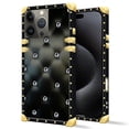 thumbnail image 2 of FKBRCL4U Compatible with iPhone 16 Pro Max Case, Shiny Black Sofa Crystal Luxury Golden Decoration for Girl Women Soft TPU Shockproof Protective Hard PC Back, 2 of 7