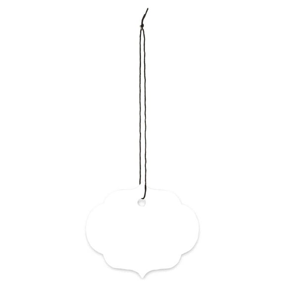 Large Strung Ornate Oval White Tags - 2¾”H x 3¼”W - Pack of 500- White Oval Retail Price Tags with String - Strung Tags with String for Retail Display - Durable White Tags for Pricing and Labeling