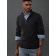 thumbnail image 3 of Olaglory Men's Quarter Zip Sweater Pullover Slim Fit Casual Classic Mock Neck Long Sleeve Polo Sweaters for Men, Black, 3 of 9