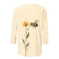thumbnail image 5 of Tnhcen Women's Fall World Bee Day Print Crewneck 3/4 Sleeve Loose Fit T-Shirt - Plus Size Friendly Autumn Graphic Tops S-5XL, 5 of 5