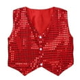 thumbnail image 2 of vastwit Kids Girls Boys Sequins Vest Tops Hip Hop Jazz Dance Sleeveless Button Waistcoat Jacket Red 5-6, 2 of 6