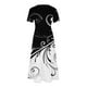 thumbnail image 4 of Puntoco Vestido De Mujer Con Cuello Redondo Y Manga Corta A Media Pantorrilla Con Bolsillos Dobles Y Estampado Floral Vestido De Manga Corta Con Cuello Redondo Negro Xl,Regalos Para Mujer Joven, 4 of 4