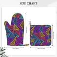 thumbnail image 6 of ZNDUO Non-Slip Cooking Oven Gloves, Modern Triangle Texture Abstract Pattern Oven Mitts and Pot Holders Set, 6 of 8
