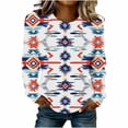 thumbnail image 2 of TaTaai Women's Fashion Retro Western Print Round Neck Regular Shoulder Long Sleeve Sweatshirt Ladies Casual Loose Soft Top for Daily Streetwear Office Spring Winter Wear Gift, 2 of 4