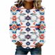 thumbnail image 2 of TaTaai Women's Fashion Retro Western Print Round Neck Regular Shoulder Long Sleeve Sweatshirt Ladies Casual Loose Soft Top for Daily Streetwear Office Spring Winter Wear Gift, 2 of 4