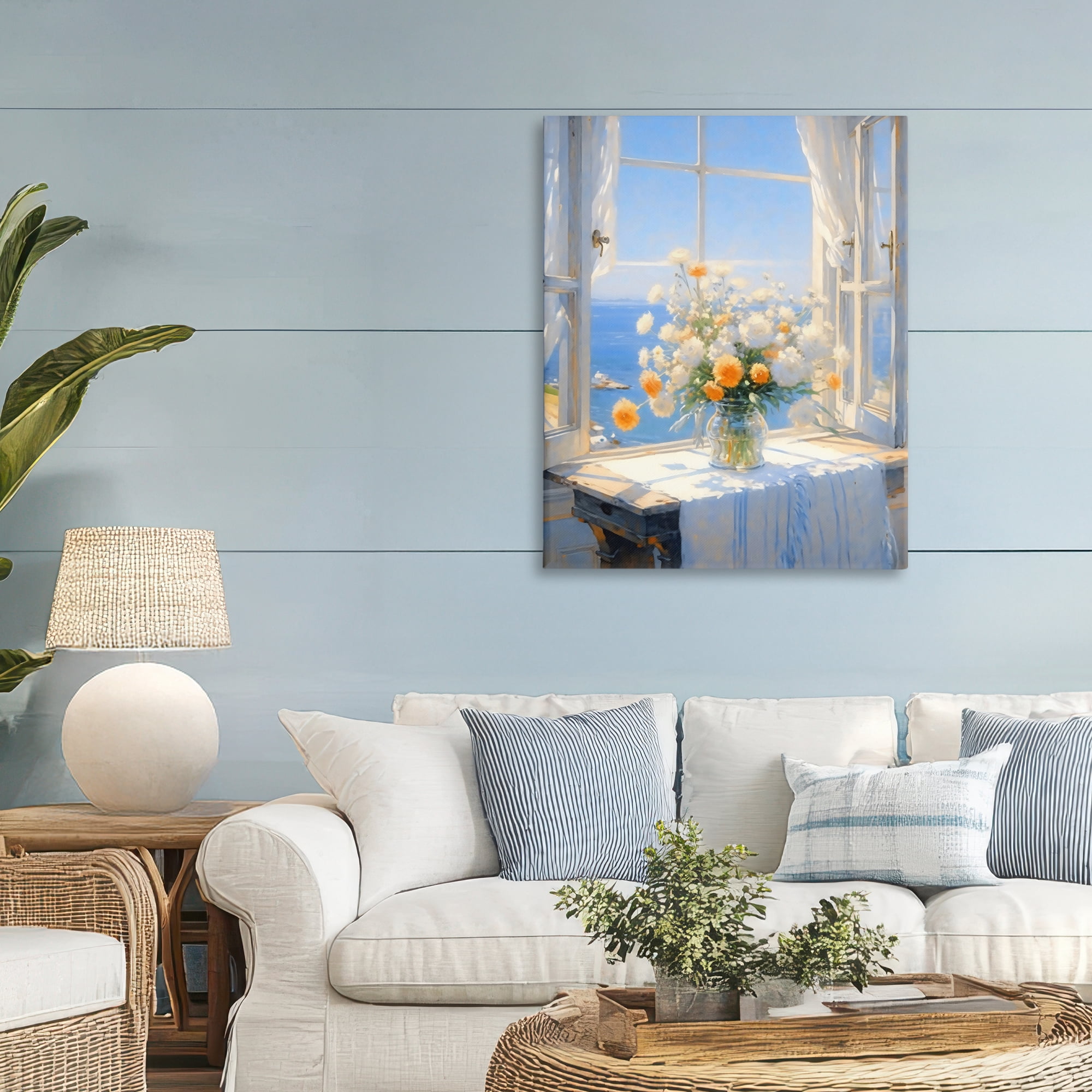 Stupell Industries Floral Window View of Sea Canvas Wall Art, design by Creative Studio