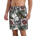 thumbnail image 2 of Kdxio Skulls Roses Pattern Mens Casual Shorts - Drawstring Summer Beach Sports Shorts for Men, 2 of 9