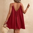 thumbnail image 5 of Aimik Women's Summer Sleeveless Cotton Suspender Dress Solid Color Spaghetti Strap Backles Versatile Dress Loose Casual Dress, 5 of 6