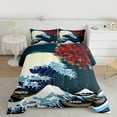 thumbnail image 2 of Manfei Japanese Ukiyoe King Size Comforter Sets,Sea Waves Bedding Comforter Set,Red Autumn Maples Bedding Set For Kids,Microfiber Bedroom Decor Reversible,3-Piece, 2 of 8
