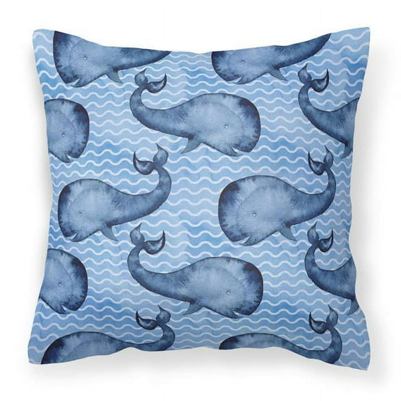Beach Watercolor Whales Fabric Decorative Pillow, 18 x 18 in.